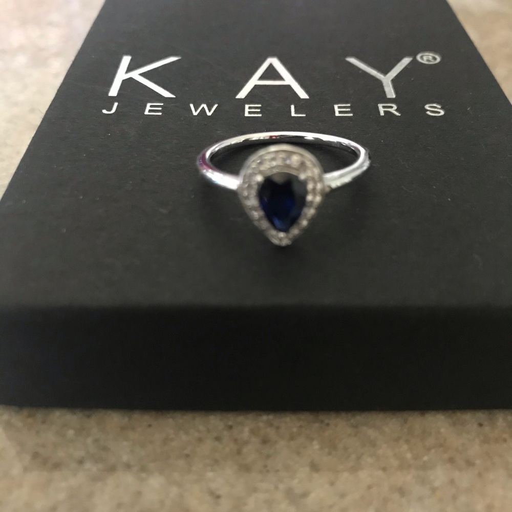Kay Jewelers white and blue lab created sapphire